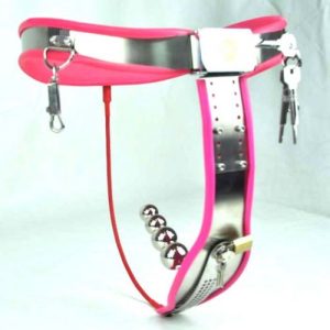 Pink Silicone Lined Female Chastity Belt