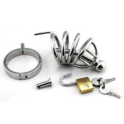 Four Layer Steel Cage Chastity Device With Urethral Tube
