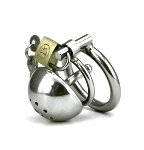 Short Cage Male Chastity Device With Urethral Tube And Sprinkler Cap