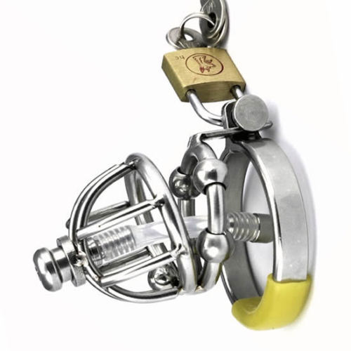 Short Cage Chastity Device With Rotating Beads And urethral Tube
