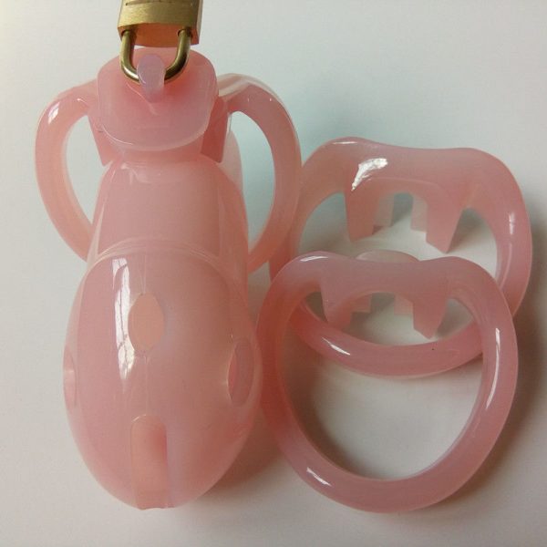 Sissy Pink Male Chastity Device , 3 Ring Sizes Included