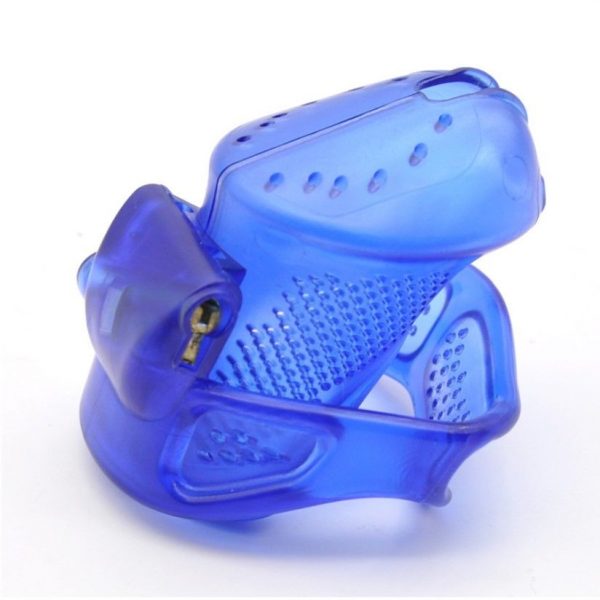 Polycarbonate Perforated Chastity Cage , Blue Short Cage (longer cage version available)