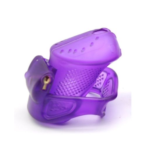 Polycarbonate Perforated Chastity Cage , Purple Short Cage (longer cage version available)