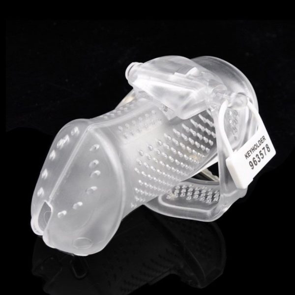 Polycarbonate Perforated Chastity Cage , Clear Standard Length Cage (Shorter cage version available)