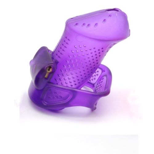 Polycarbonate Perforated Chastity Cage ,Purple Standard Length Cage (Shorter cage version available)