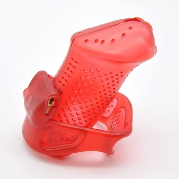 Polycarbonate Perforated Chastity Cage , Red Standard Length Cage (Shorter cage version available)