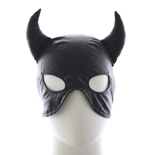 Bondage Hood Devil Mask , The OX Horns , Black