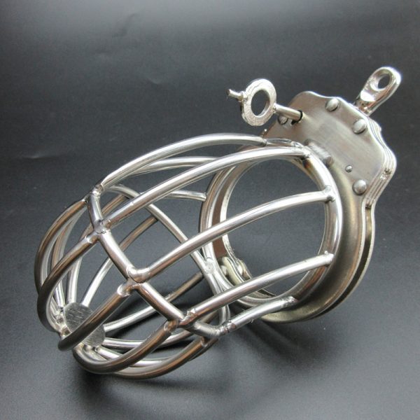 Steel Pod Male Chastity Device With Handcuff Back ring