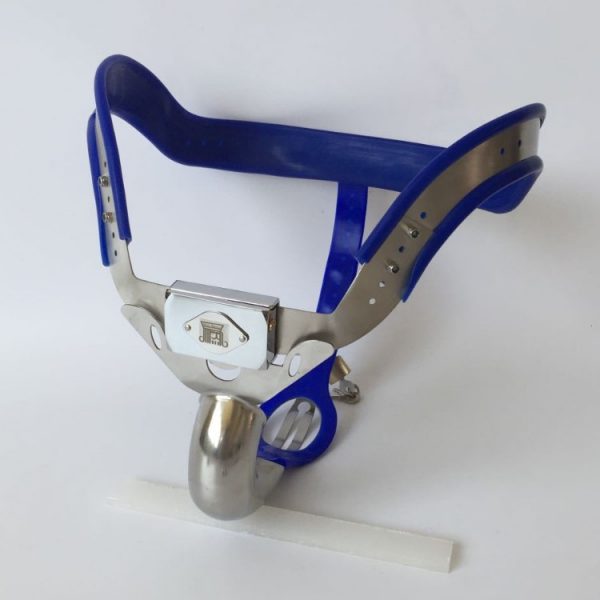 Male Chastity Belt Model T Enforcer With Blue Silicone Comfor Lining