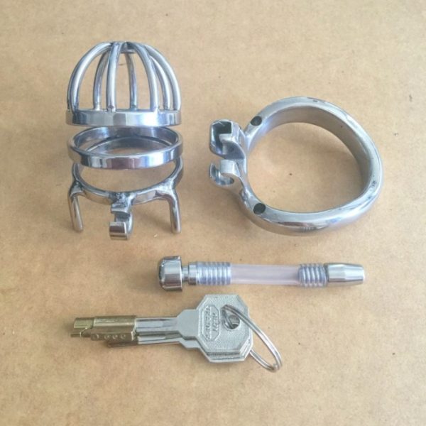 Steel Chastity Device, Removable Urethral Tube
