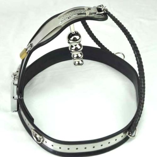 Lockable Fetish Chastity Belt With Removable Steel Butt Plug