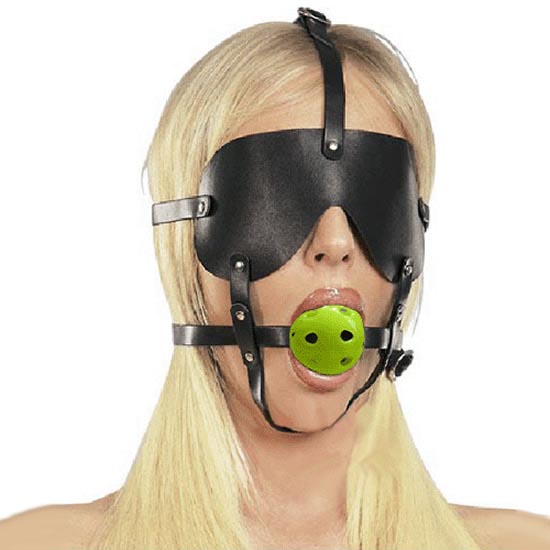 Blindfold Harness With Vented Ball Gag