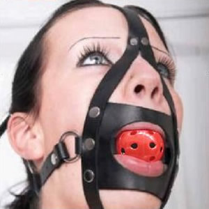 Ball Gag Head Harness , Red Breathable Ball